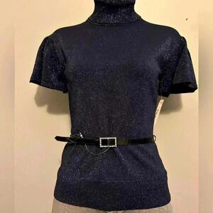 Bling, Worthington sz S navy sparkling sweater, rhinestone belt